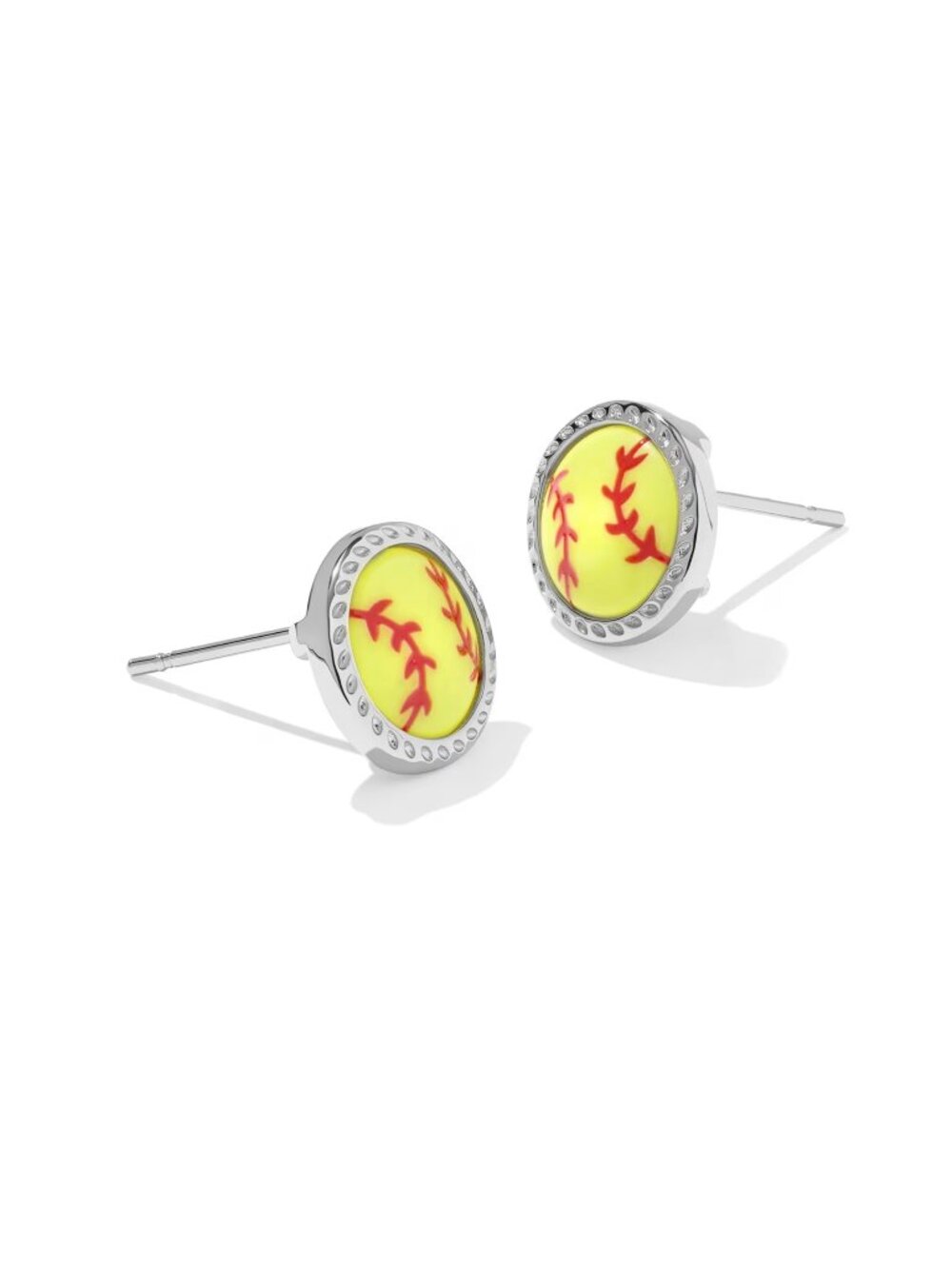 Softball Silver Stud Earrings